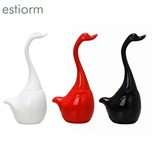 funny swan Toilet Brush with holder Ceramic base plastic handle cleaning brush Toilet Brush set bathroom Cleaning Tools supplies